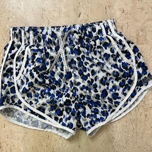 Calvin Klein Blue Leopard Print Lined  Running Shorts Size Small